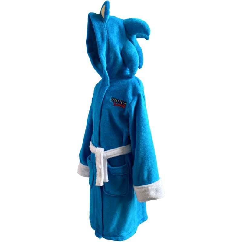 Sonic the Hedgehog Sonic Outfit Kids Poly Fleece Robe Blue with Horned Hood