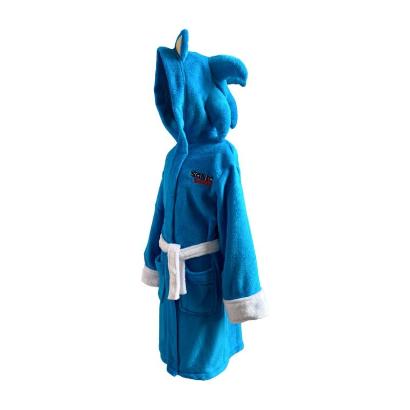Sonic the Hedgehog Sonic Outfit Kids Poly Fleece Robe Blue with Horned Hood