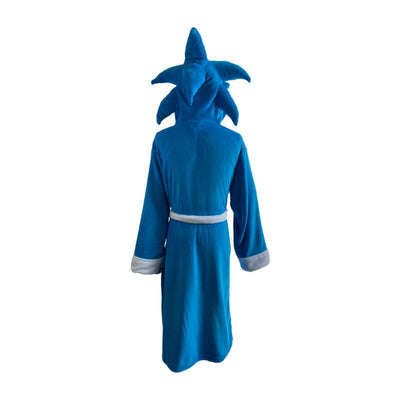 Sonic the Hedgehog Sonic Outfit Kids Poly Fleece Robe Blue with Horned Hood
