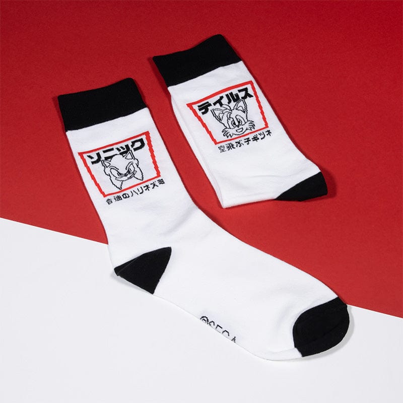 Sonic the Hedgehog Official Modern Sonic the Hedgehog Japanese Style White and Black Socks (One Size)