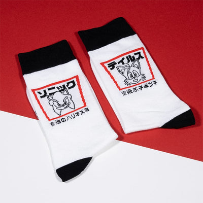 Sonic the Hedgehog Official Modern Sonic the Hedgehog Japanese Style White and Black Socks (One Size)