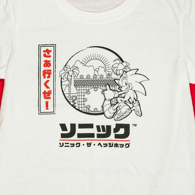 Sonic the Hedgehog Official Modern Sonic the Hedgehog Japanese Style Kids White T-Shirt (Unisex)